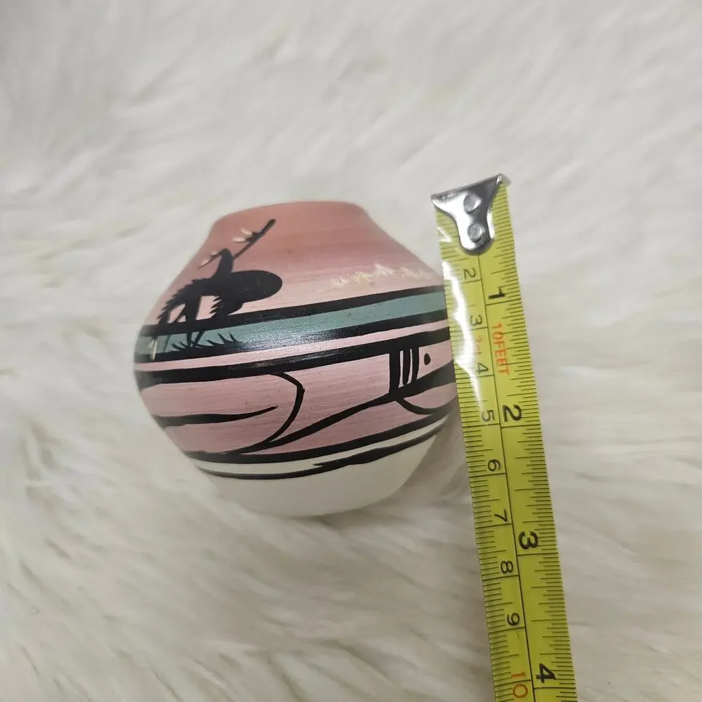 Vintage Native American Navajo hand-etched and painted pottery vase